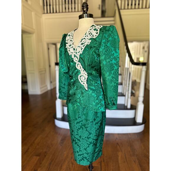 Vintage McClintock 2 Piece Top Skirt Green Victorian Christmas SteamPunk Goth - Picture 7 of 15